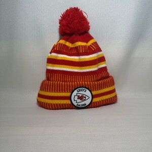 NFL Kansas City Chiefs Red and Yellow Pom Beanie